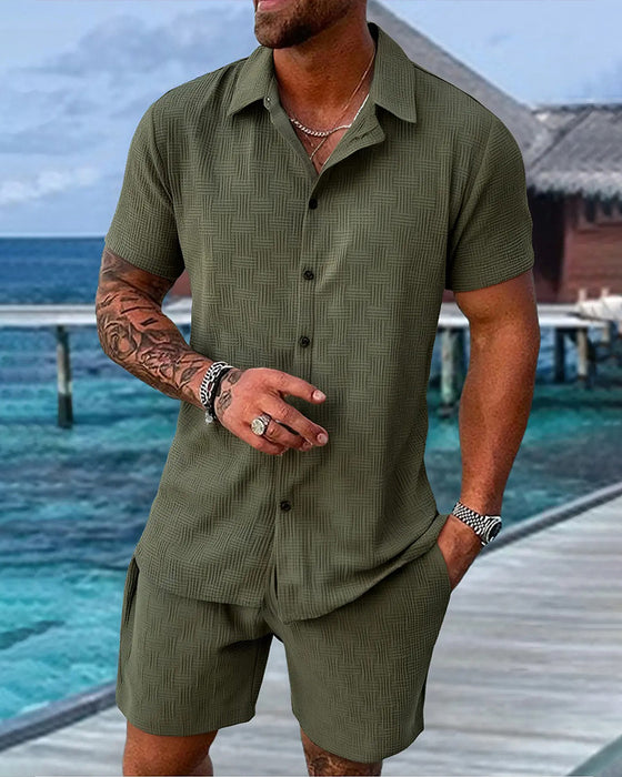 Sets Ruit Polo Kraag Casual Heren