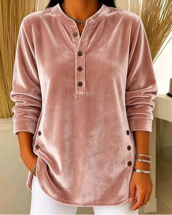 Blouse Casual Lange Mouw Henley