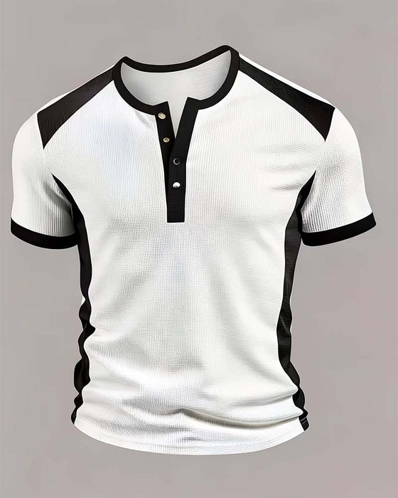 T-Shirt Heren Kleurblok Wafel