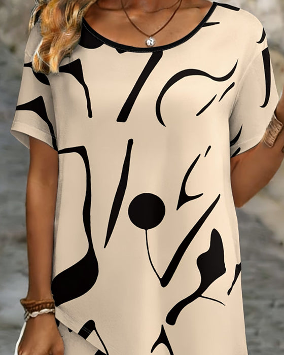Blouse Rondhals Onregelmatig Casual