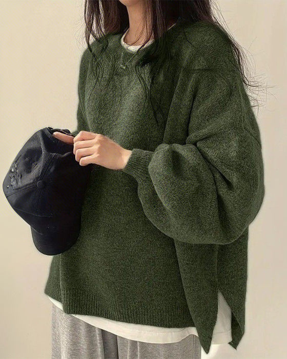 Pullover Rondhals Zijkant Split