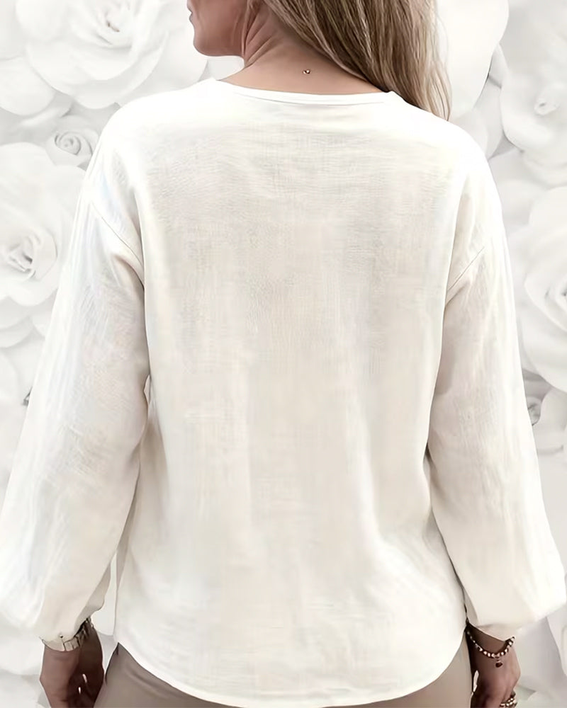 Blouse Elegant Kantrand V-Hals