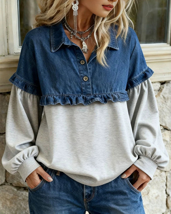 Top Hemdkraag Ruis Patchwork