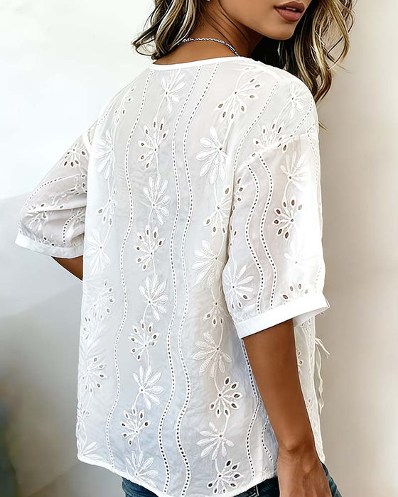 Blouse Zij Stropdas Uitsparing
