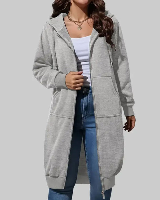 Jas Lang Met Capuchon Rits Sweatshirt