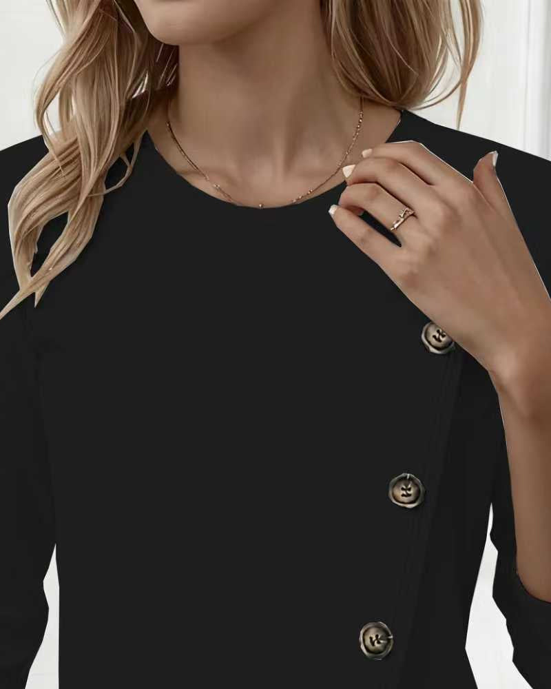 T-Shirt Onregelmatige Nepknoop Lange Mouw