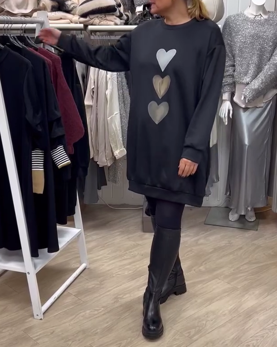 Jurk Shift Hart Patroon Casual