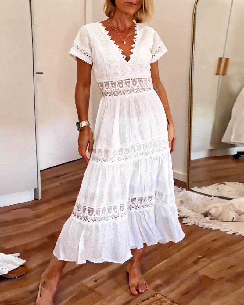 Jurk Diepe V-Hals Uitsnijding Maxi