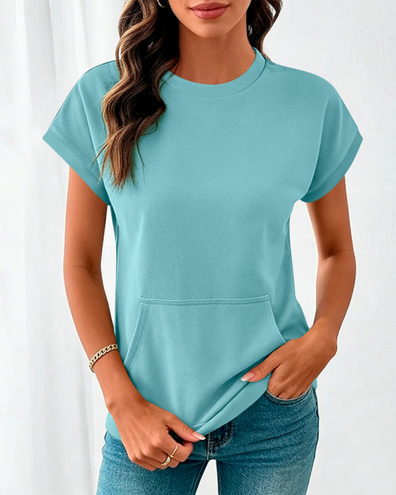 Blouse Voorzak Effen Ronde Hals