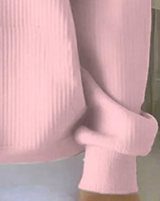 Langmouwige Sweatshirt Met Knoopsluiting En V-Hals