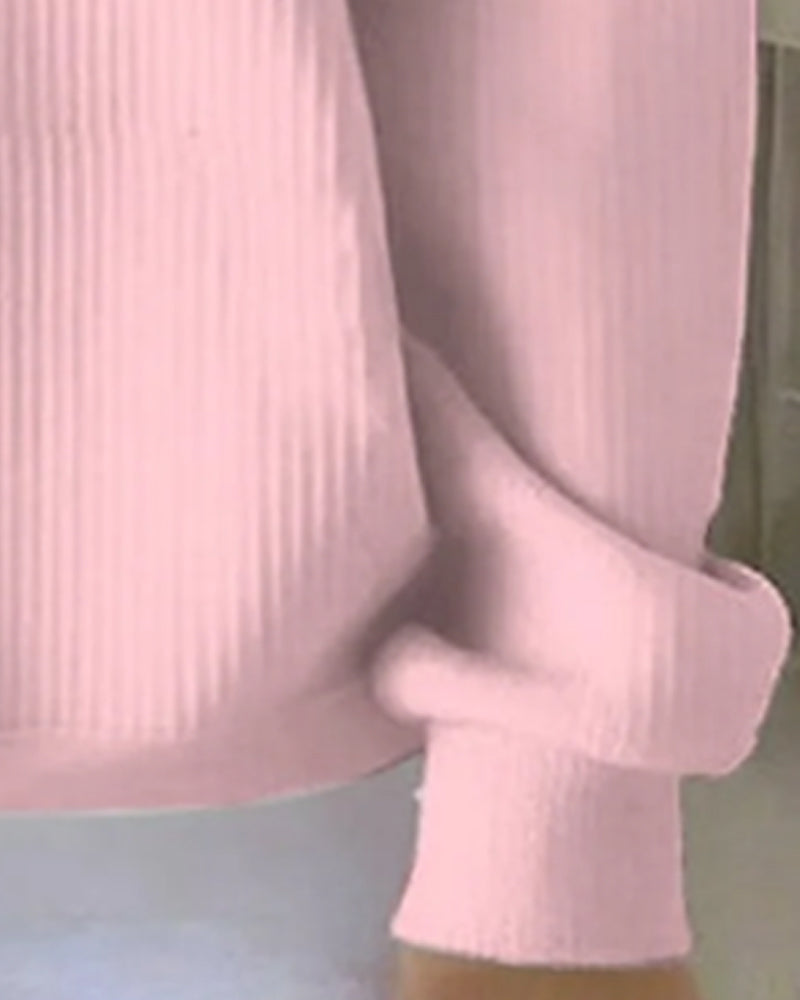 Langmouwige Sweatshirt Met Knoopsluiting En V-Hals