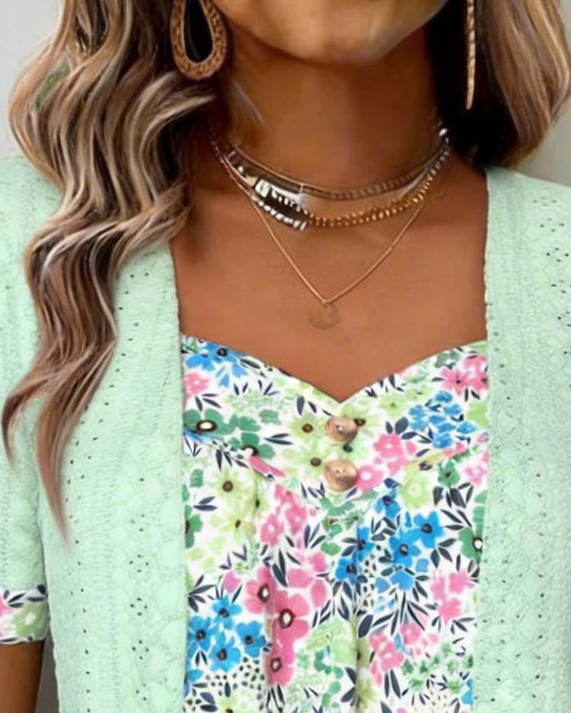 Blouse Nep Tweedelig Print Hol