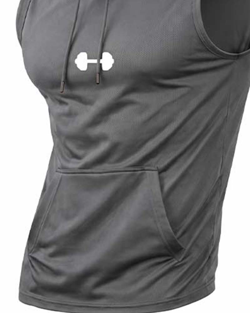 Tank Top Hoodie Sweatshirt Mouwloos Trekkoord