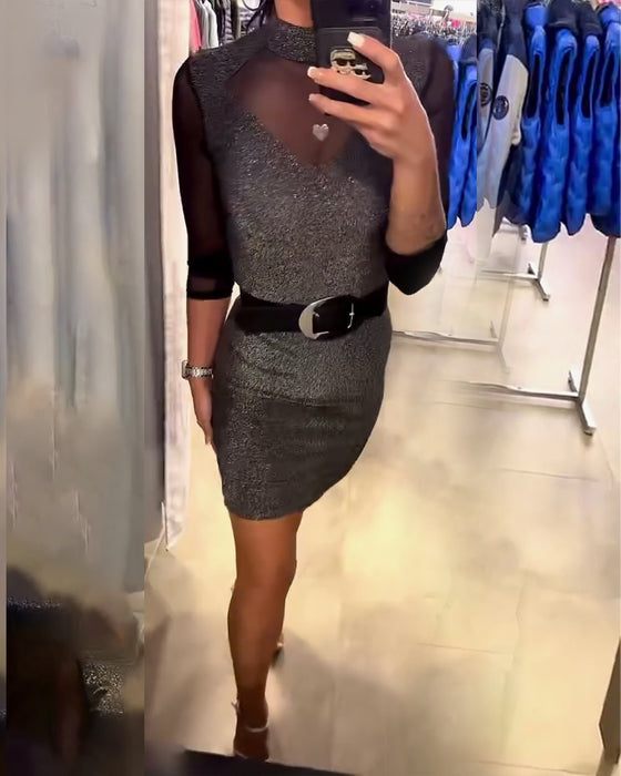 Elegante Effen Langmouwige Jurk