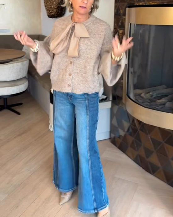 Cardigan Jas Met Elegante Stijl, Lantaarnmouw Ontwerp