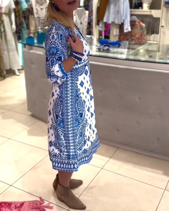 Elegante midi-jurk met V-hals