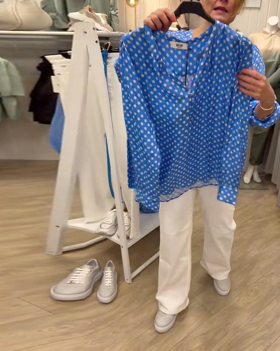 Lange Mouw Opstaande Kraag Bedrukt