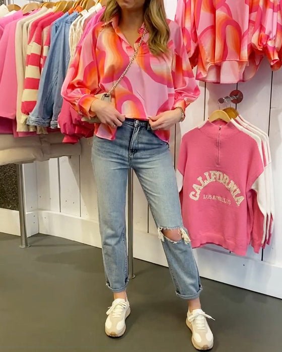 Blouse met revers en lange mouwen