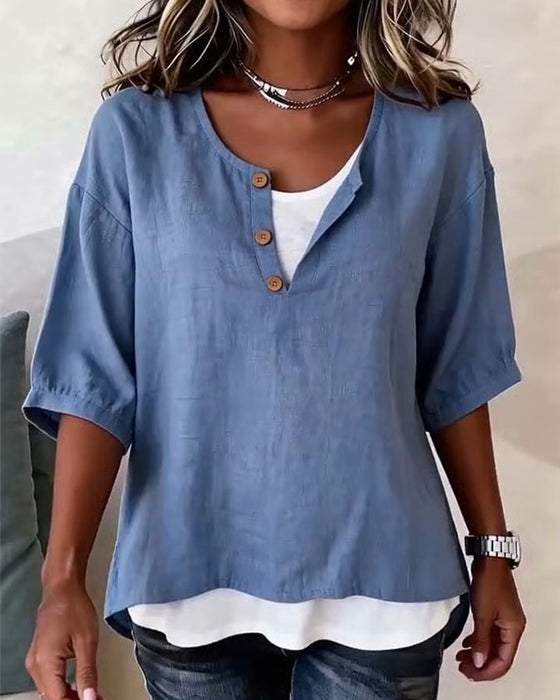 Blouse Nep Tweedelig 3/4-Mouw