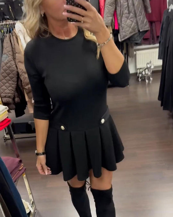 Jurk Elegant Slankend Geplooid