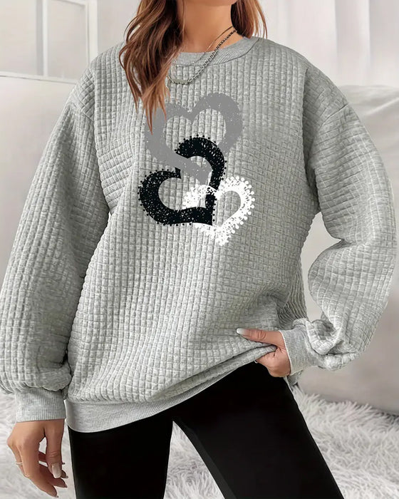 Sweater Met Hartprint En Lange Mouwen