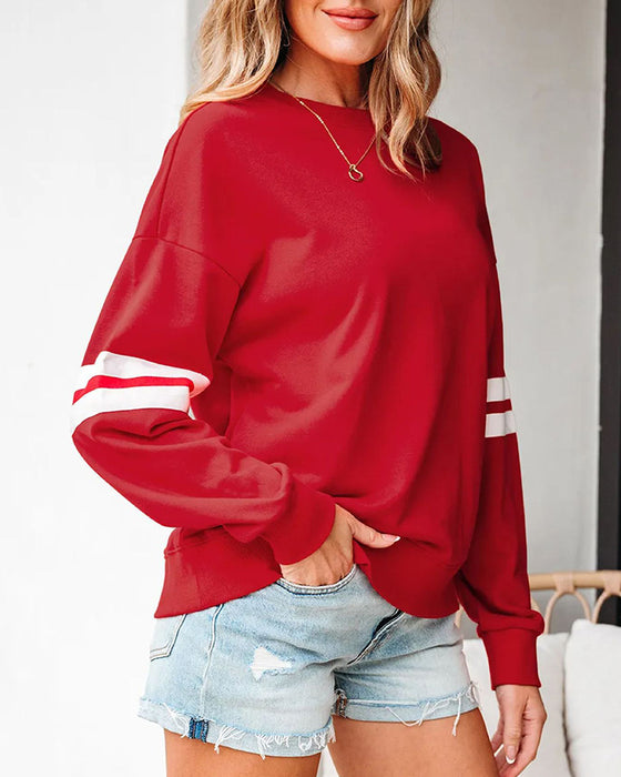 Color-Block Lange Mouw Ronde Hals Sweatshirt