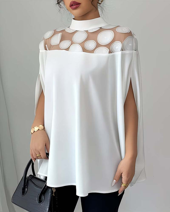 Blouse Mesh Paneel Grote Stip