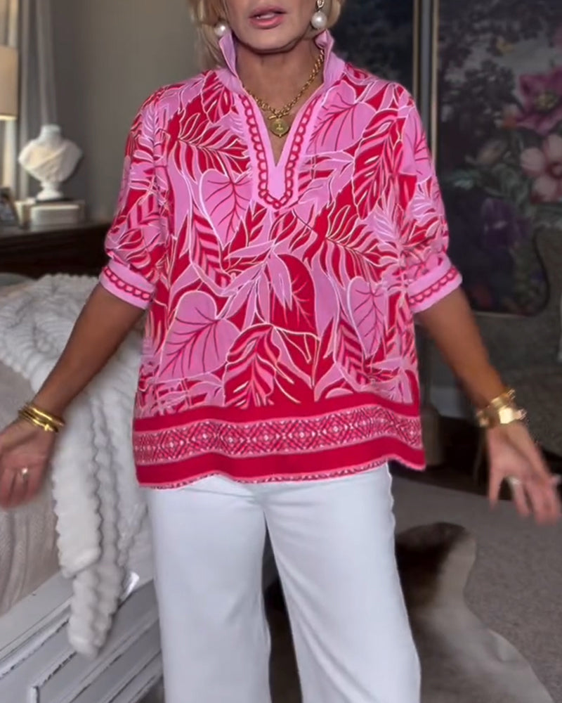 Overhemd Pof Mouw Print Peter Pan Kraag