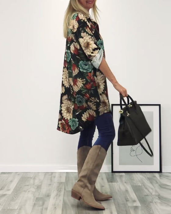 Revers overhemd met patchwork en luipaardprint