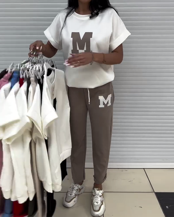 Set Modieus Gedrukt Casual Tweedelig