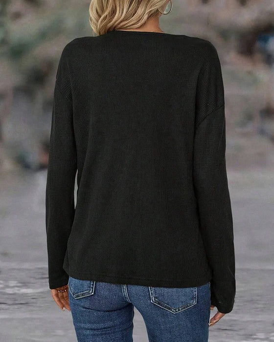 Top Met V-Hals En Contrastknopen