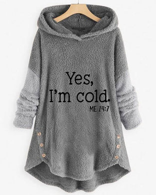 Casual lange mouw hoodie bedrukt tuniek top