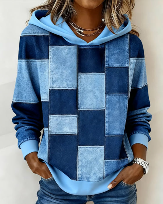 Stijlvolle Geruite Hoodie Met Lange Mouwen