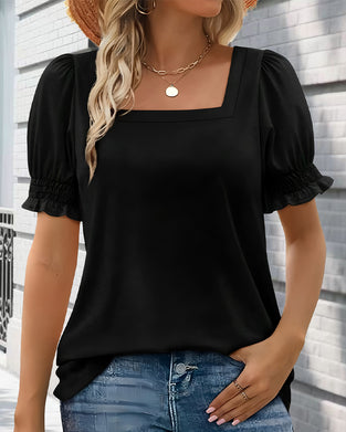 T-Shirt Effen Kleur Poefmouwen