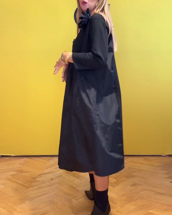 Casual jurk met ronde hals, effen kleur