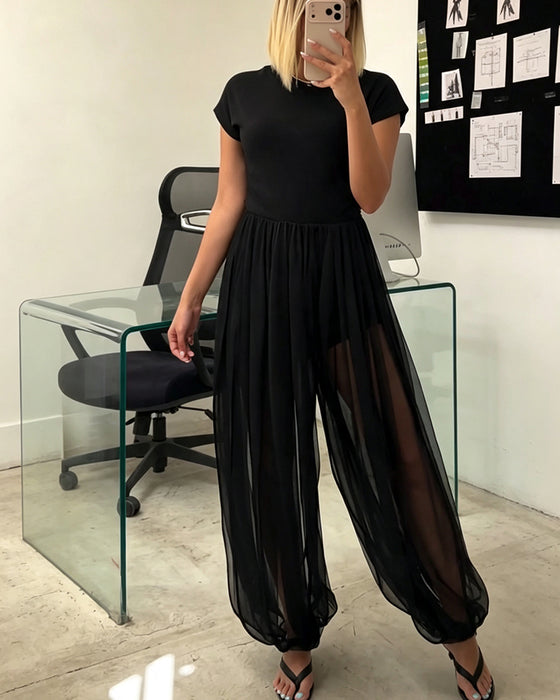 Broek Stijlvol Geplooid Sheer