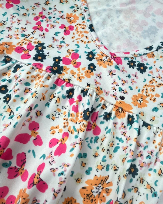 Blouse Bloemen V-Hals Korte Mouw