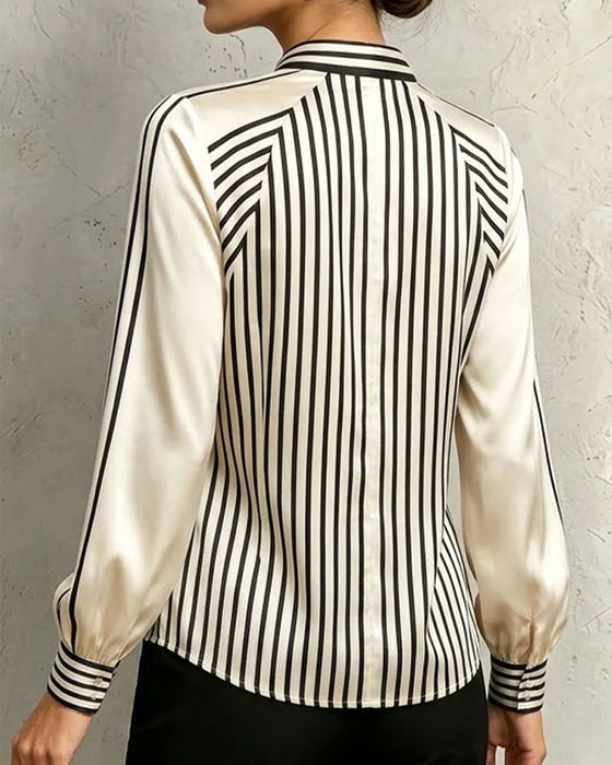 Blouse Gestreept Trendy Lange Mouw