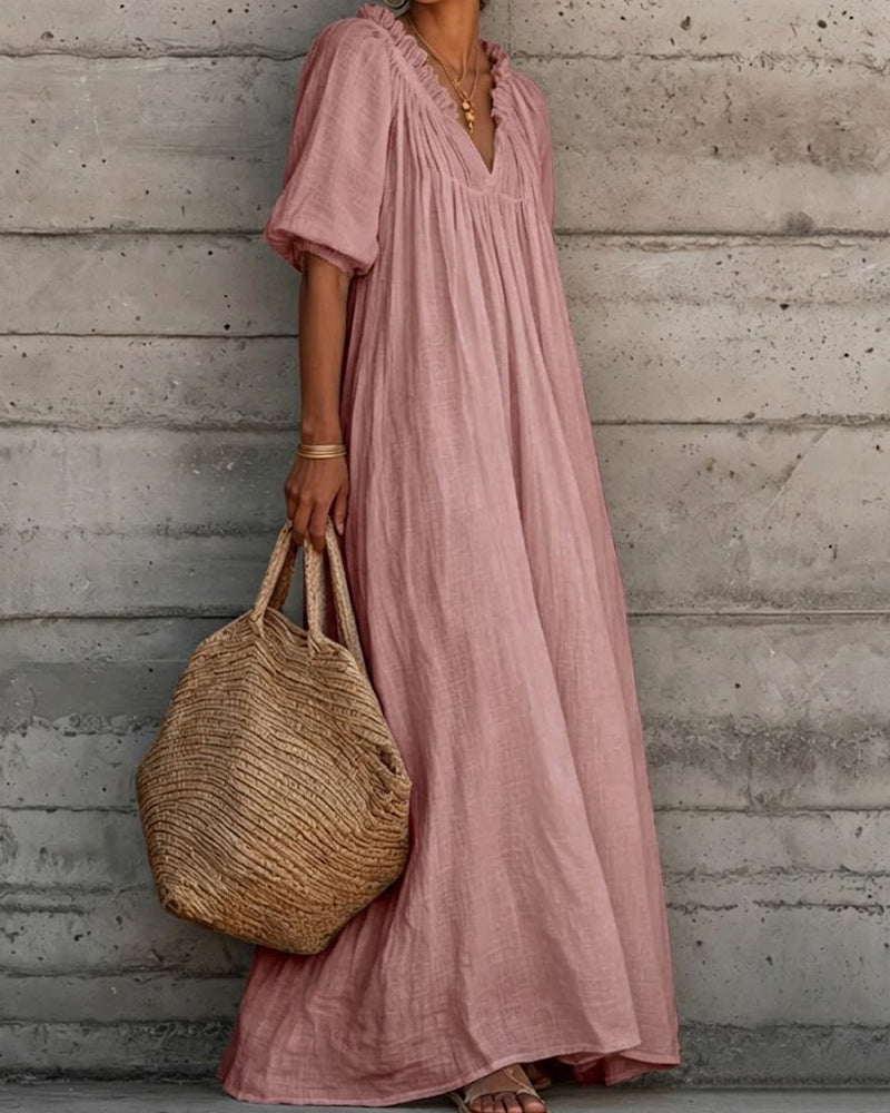 Jurk Puur Wit Ballon Mouw Volle Rok Maxi