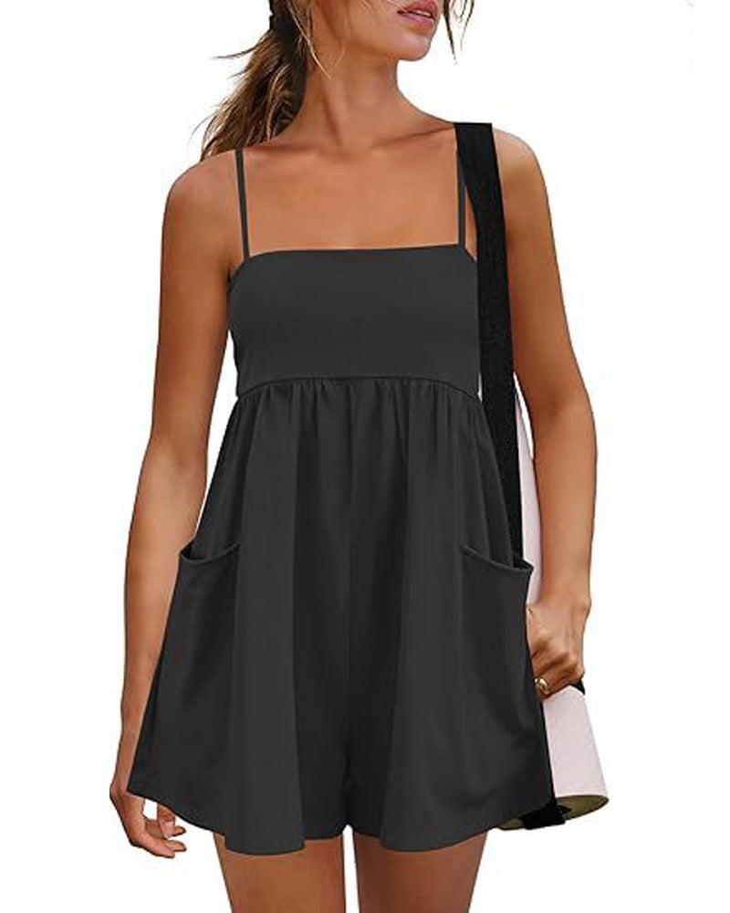 Jumpsuit Effen Kleur Bretels Breed Been