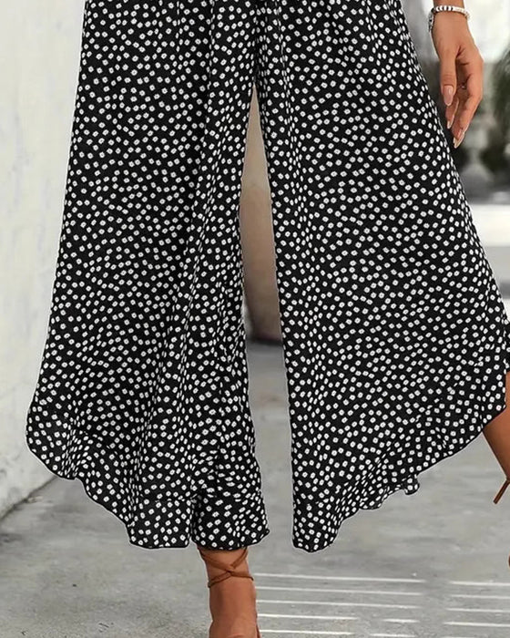 Broek Stippen Los Hoge Taille Wijd