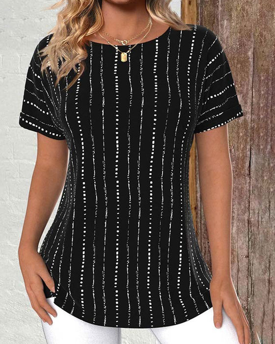 T-shirt casual bedrukt ronde hals