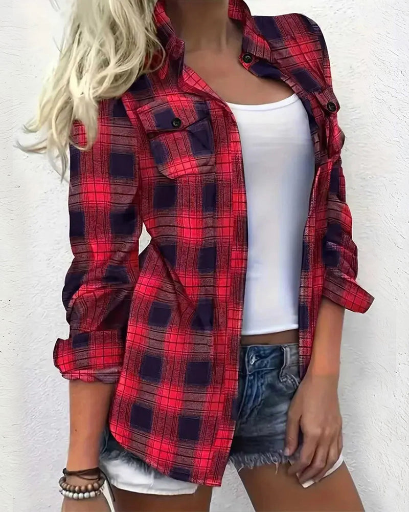 Blouse Casual Geruit Overhemd
