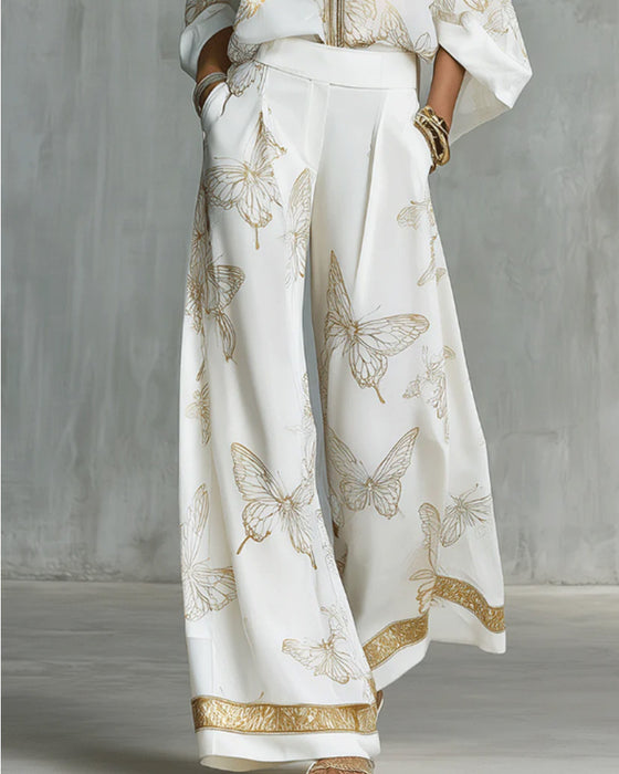 Casual Set Met Vlinderprint Tweedelig