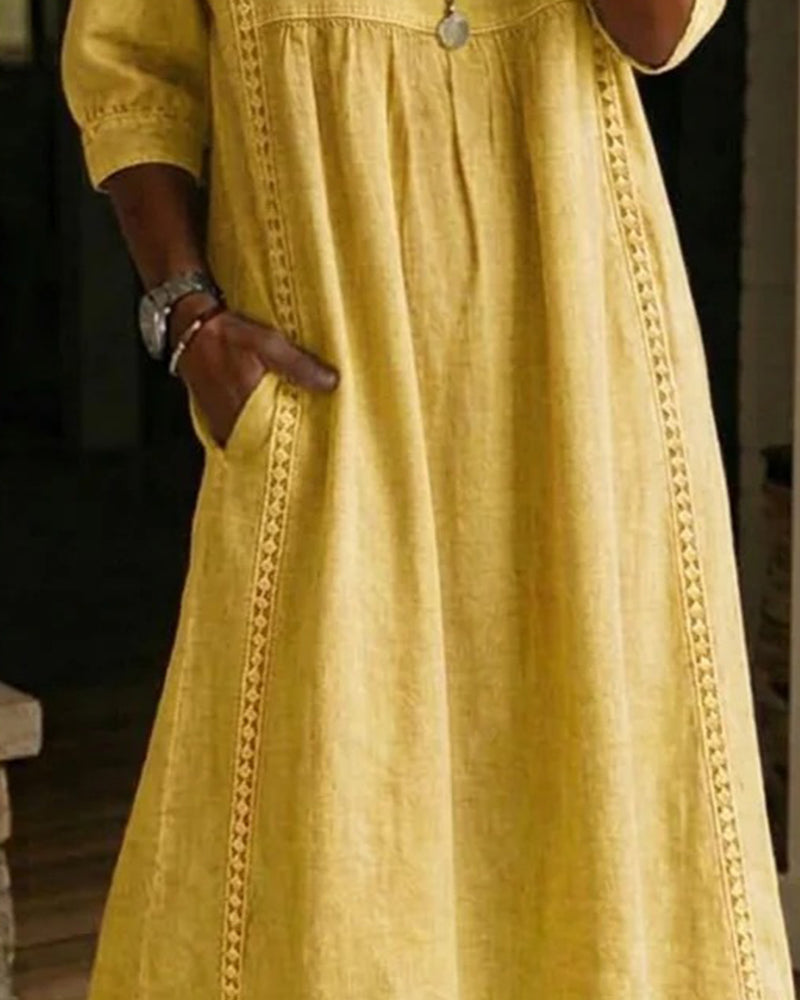 Jurk Hol Uit V-Hals Los