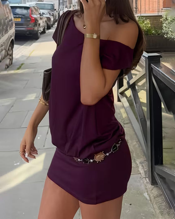 Jurk Off-Shoulder Asymmetrisch Bodycon