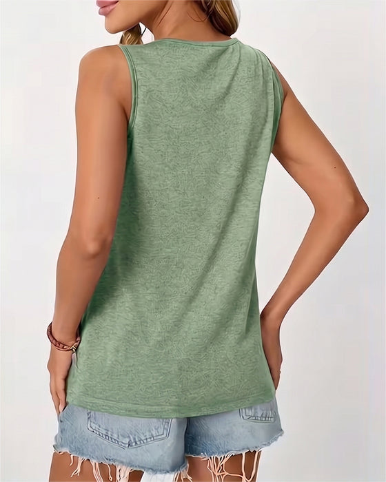 Tanktop Effen U-Hals Geplisseerd