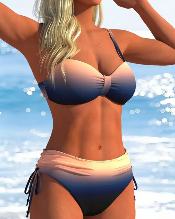 Bikini Gradient Patroon Trekkoord Mode