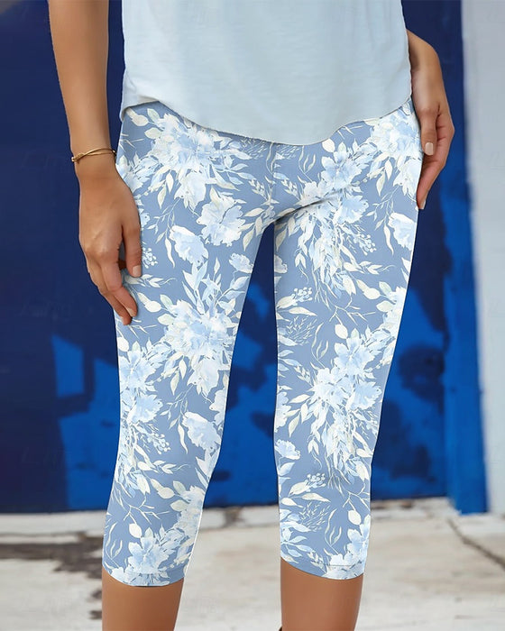 Broek Stretch Casual Gedrukt Cropped