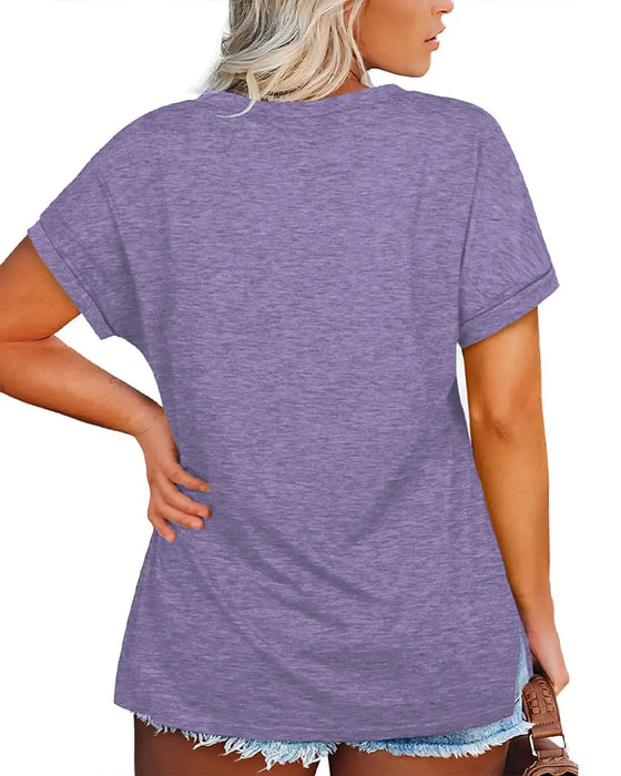 T-Shirt V-Hals Korte Mouw Los Casual